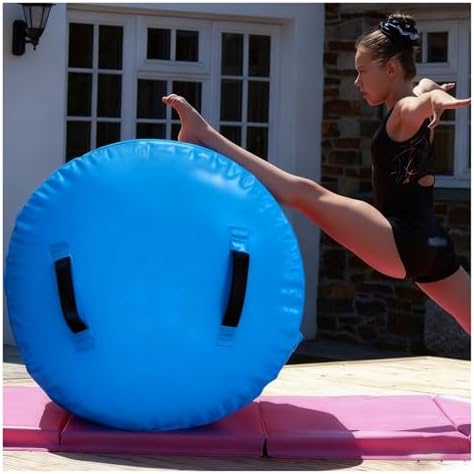 "Portable Air Tumbling Roller - 39.4" Back Bend Trainer for Kids, Indoor Gymnastics Tumble Barrel, Large Yellow Back Walkover Equipment for Home Use"