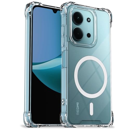 Image of Pikkme Back Cover for Redmi 15c 5G Mag-Safe Shockproof PC + TPU Protective Case Magnetic Support Bumper Case (Transparent Mag-Safe)