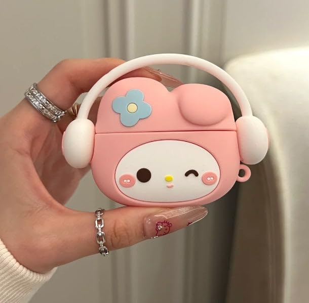 Image of New Cute Soft Silicone Case Compatible with Apple AirPods 4 Generation (2024) Full 360 Protection Dust-Proof Shockproof Case Cover with Hook (Cover Only) (Melody)
