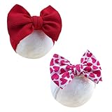 GEZISAN Baby Nylon Headbands Valentine's Day Baby Bows Stretchy Red Headbands for Newborns Infant Cute Hair Accessories (Y15, FZ)