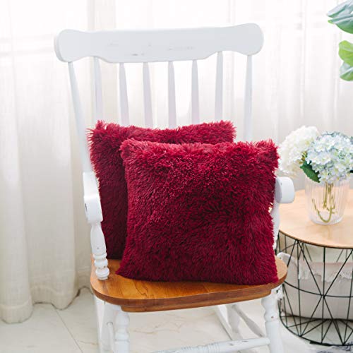 Image of Christmas Throw Pillow Covers Faux Fur Decorative Pillows 18x18 Inches