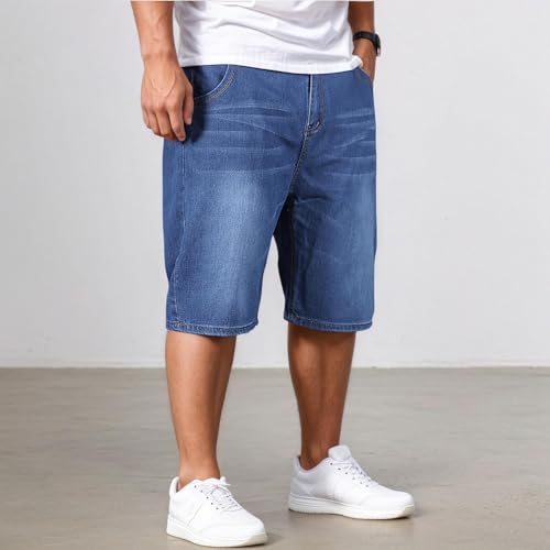 Men's Stretch Denim Jeans Comfortable Loose Fit Casual Trousers Breathable Summer Pants with Pockets for Daily2