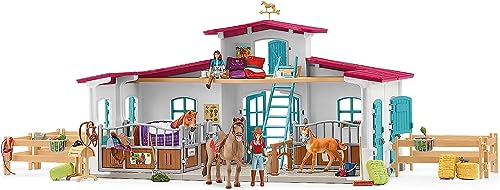 schleich HORSE CLUB - 42567 Lakeside Riding Centre, 115 Piece Horse Stable Playset with 3 x schleich Horses, Collectable Toy Animals and Horse Riding Figurines for Children Aged 5+