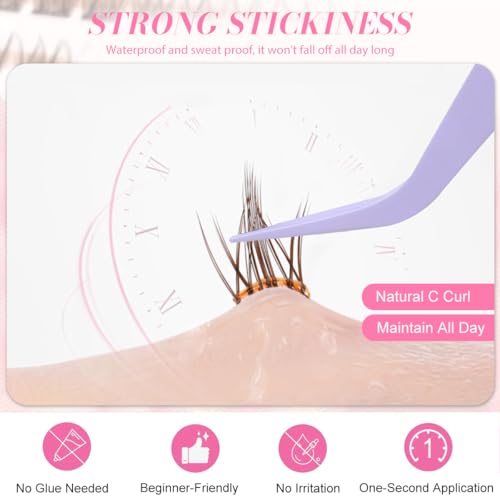 Image of MAYCREATE 120Pcs Self-Adhesive Pre-Glued False Eyelashes Kit, 12mm Lash Cluster Fluffy Lashes for Natural or Party Look, DIY Eyelash Extension Kit