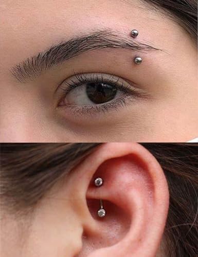 Ocptiy 20G 16G 14G 12G Eyebrow Rook Daith Piercing Jewelry 316L Surgical Steel Vertical Lip Labret Belly Button Ring Snake Eyes Tongue Ring Curved Barbell 6mm(1/4") 8mm(5/16") 10mm (3/8") 12mm(1/2") 5