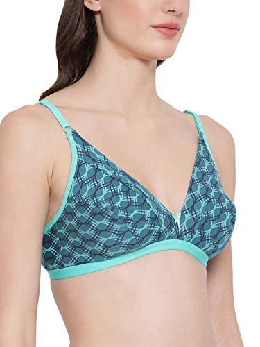 Image of Clovia Women's Non-Padded Non-Wired Printed Bra in Dark Green - Cotton Rich