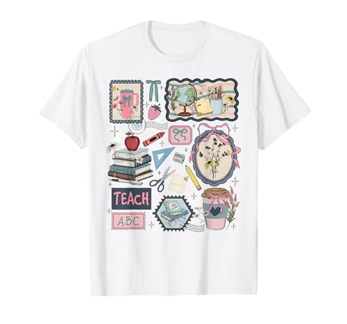 Vintage Teacher Appreciation School Floral Coquette Bow T-Shirt