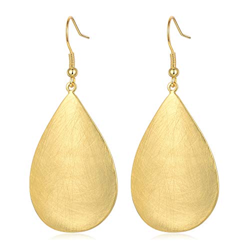 Handmade Teardrop Earrings with Brushed Finished Dangle Earrings - Main Image