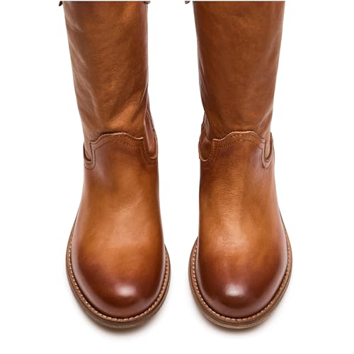 Mid Calf Boots for Women Pull On Fall Riding Boots Round Toe Comfortable Low Chunky Heel Casul Dress Boot4