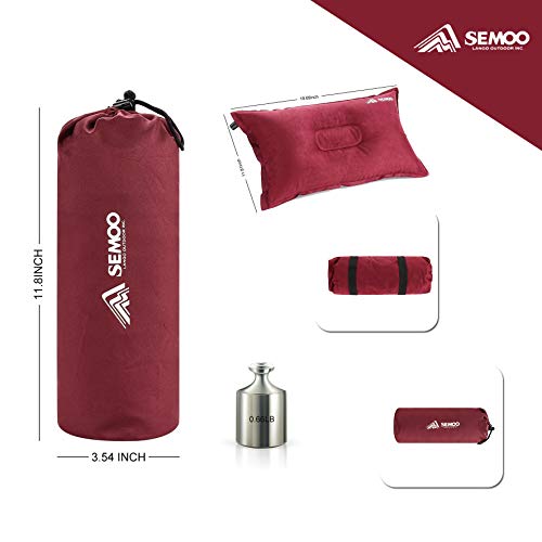 SEMOO Camping Pillow/Self Inflating Air Pillow, Compressible for Camping, Travel and Backpacking (Red)