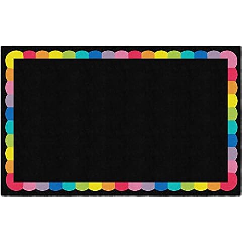 Flagship Carpets Schoolgirl Style Rainbow Scallop Border Educational Area Rug for Kids Room, Children's Classroom, Play Carpet for Teaching and Playroom, 7'6" x 12' - Multicolor Cover