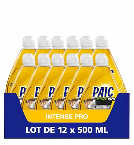 Liquide vaisselle Paic Intense Pro anti-calcaire dégraissant lot de 12 flacons de 500mL