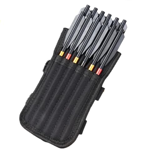 Lagnlnaoy 12 Pieces Hole Black Nylon Arrow Quiver Bolts Holder for 6.5inch Bolts Portable Crossbow Bag Double Layer can Hold 12 Units (excluding Arrows)