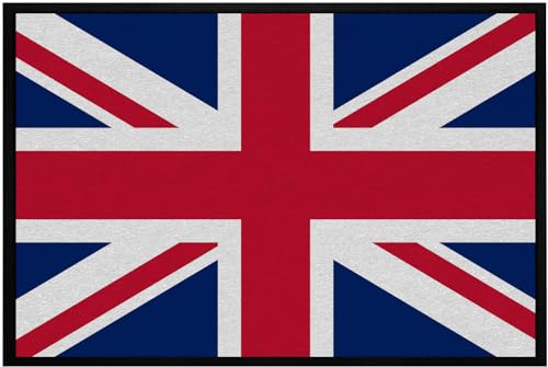 OM3® Paillasson Union Jack - Motif drapeau britannique - Antidérapant et lavable - 60 x 40 cm