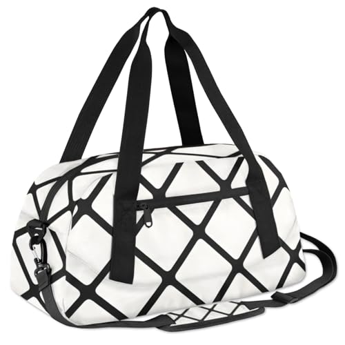 Black Grid Kids Duffle Bag Boys Girls Small Sport Dance Gym Bag for Overnight Travel Weekender Carry On3