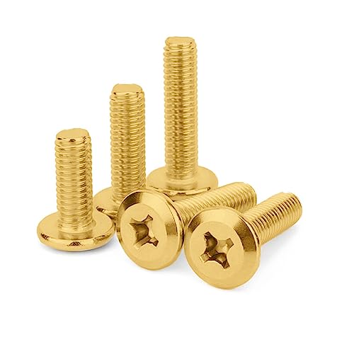 Image of Rely⇒VP INDUSTRIES (Pcs-25) M6x16 mm JCB Philips Flat Head Gold Finish | Flat Head Furniture Bolt Crib Bunk Bed Furniture Cot, Barrel Bolt, High Tensile Carbon Steel 10.9 Grad