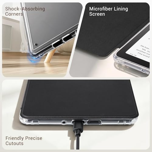 Image of CoBak Detachable Magnetic Case for 6 inch Kindle 11th Gen (2024 and 2022 Release) - Ultra Slim Transparent Clear TPU Back Shell Protective Cover with Auto Wake /Sleep for Kindle 11th Generation