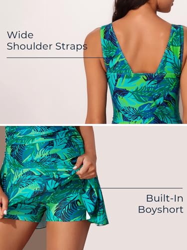 MiYang Women's Plus-Size Flower Printing Shaping Body One Piece Swim Dresses Swimsuit