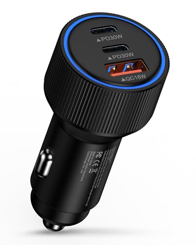 78W Fast USB C Car Cigarette Lighter Adapter for iPhone 16Pro Max 16E 16 15Pro 14 13 12 11 XR, 3-Port USB A & USB C Car Phone Charger for Galaxy A16 A15 A14 A56 A55 A34 A26 S25 S24 S23, Pixel 9Pro 8