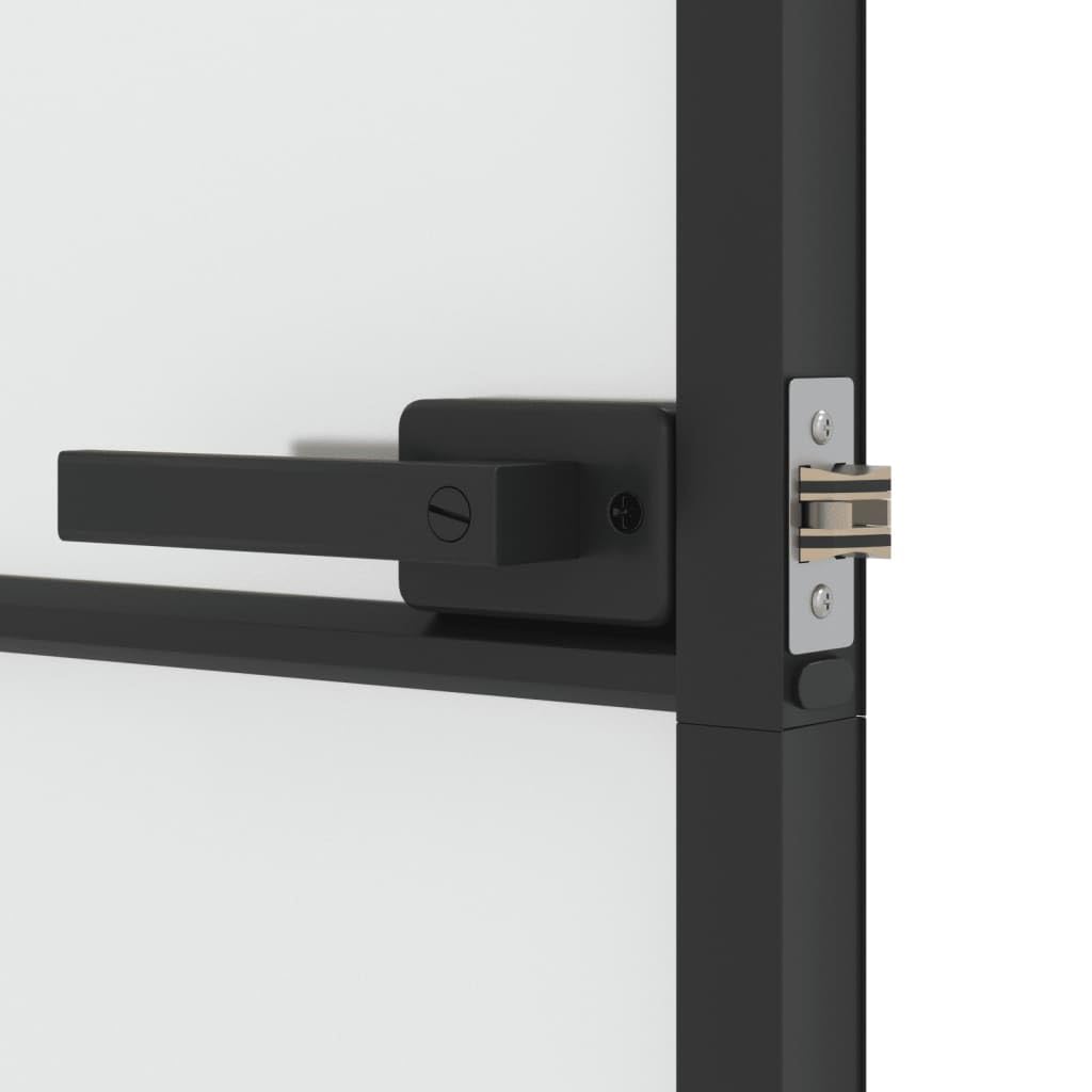 Porta per Interni Nera 76x201,5cm Vetro Temperato e Alluminio,Porta Interna,Porte Da Interno,Porte Interne Casa(SPU:155116)