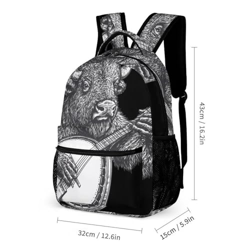 Banjo Bison Backpack Shoulder Bags Lunch Bag Pencil Case Box 3 Set Daypack Cute2