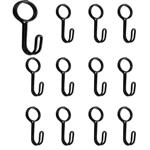 Changyeah Lot de 12 crochets en spirale avec œillet - Crochets universels - Pour remorque, bâche, bateau, moto, vélo - Noir