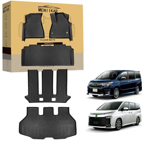 トヨタ ヴォクシー ノア 90系 7人乗り フロアマット+トランクマット 5点セット 3D立体 防水 滑り止め 耐汚れ TPE素材 (1-3列目フロアマット+トランクマット)