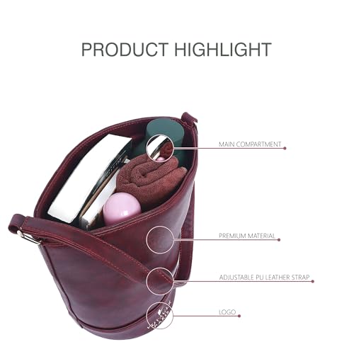 Image of Camelia Bucket Bag | Women Vegan Leather Shoulder bag | Adjustable Sling Strap | Larger Capacity Tall Bag | | Ideal For Shopping Office & Travel
