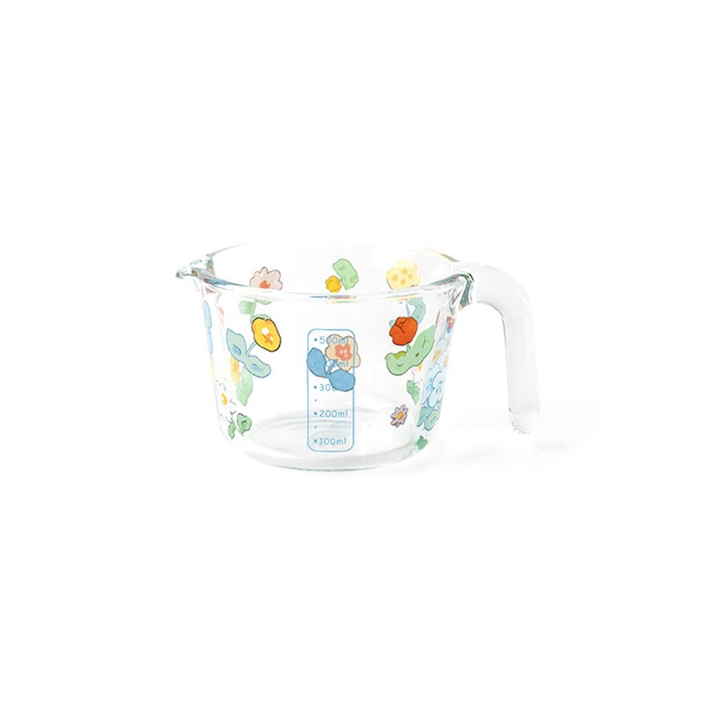 Glass Measuring Cup With Scale Milk Cup High Temperature Resistant Household Kitchen Baking Beaten Egg Cup Measuring Water Cup(B)