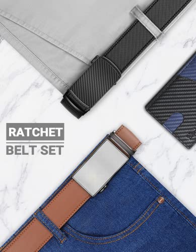 Image of Zitahli Leather Ratchet Belt for Men - 2 Pack Mens belt,Customizable Fit