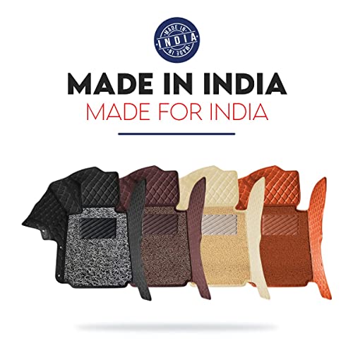 Image of NCEHEAL 7D Compatible with Jeep Compass Custom Fitted Faux Leather 7D Antiskid Car Floor Mats - Black with Beige Thread