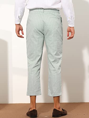 Lars Amadeus Striped Dress Pants for Men's Slim Fit Flat Front Cropped Ankle Length Office Pants3
