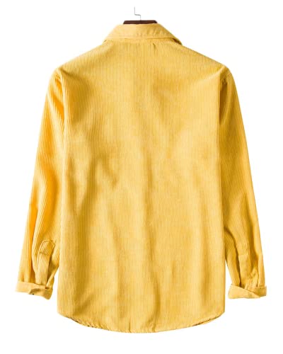 Image of RINTONIX Mens Solid Long Sleeve Ribbed Button Down Corduroy Shirt Jacket Casual Spring Fall Pocket Shacket Jacket