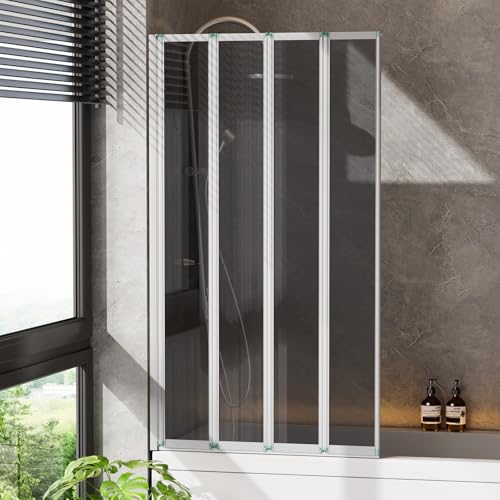 INMOZATA 4 Panel Folding Shower Screen - Black, 800 x 1400mm