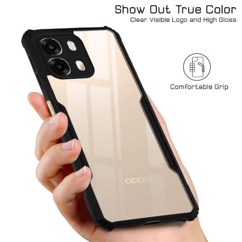 Image of Jkobi Hybrid Back Case Cover for Oppo A6 Pro (Shockproof with Polycarbonate Clear Panel | Professional Black)