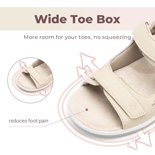 Image of FitVille Diabetic Sandals for Women Wide Width, Open Toe Orthopedic Wide Sandals for Women with Adjustable Straps and Arch Support for Bunions, Plantar Fasciitis, Swollen Feet