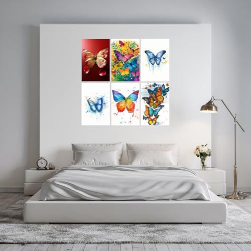 Image of SiddArtify Vibrant Butterfly Art Print Set - Sticker - 8x12 Inch - Pack of 6 Wall Room Decoration art Poster Prints
