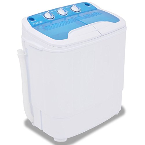 Festnight Mini Lavadora con 2 Tambores - Color de Azul y Blanco Material de Plástico 5,6 kg Festnight Mini Lavadora con 2 Tambores - Color de Azul y Blanco Material de Plástico 5,6 kg