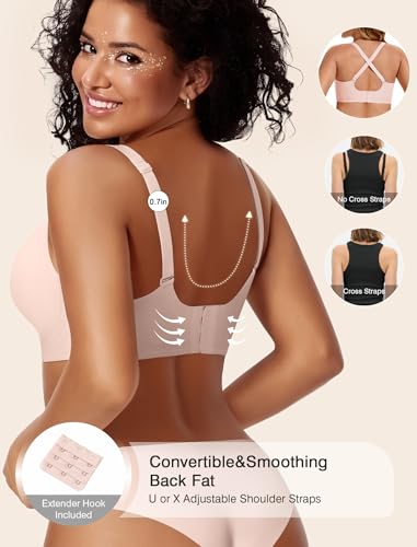 Image of Womens Wireless Jelly Bras No Underwire Support Push Up Removable Straps (U /Cross /Halter) Everyday Sports Bra