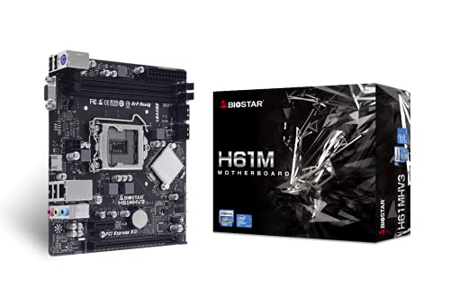 BIOSTAR PC and Laptop Accessories Brand Model Motherboard 1155 H61MHV3 MATX, Multi-Coloured