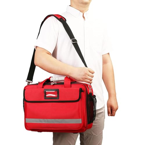 Erste Hilfe Kit Leer Notfallkoffer, Notfall-Reaktion Trauma Tasche mit mehreren Taschen, medizinische Versorgung Tasche, für Reisen, Haus, Auto, Wandern, Arbeitsplatz & Outdoor(Red)