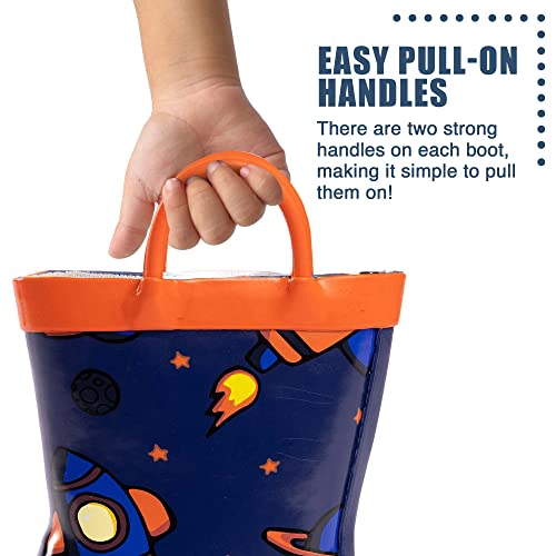 NORTY Rubber Rain Boots for Kids - Waterproof Rubber Boots Boys and Girls Solid & Printed Rainboots for Toddlers and Kids3