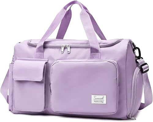 Bolsa Mala Academia Esportiva Treino Viagem Fitness Trabalho Transversal Compartimento para Tênis Bolso Impermeável (Lilas)