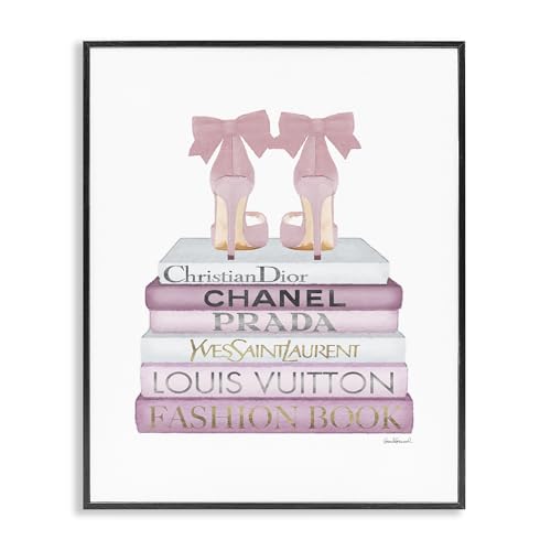 Image of Stupell Industries 'Pastel Pink Heels & Books', Framed Giclee Art, Black, 16 x 20 Inches, Easy to Hang and Sturdy, Made in USA, by Amanda Greenwood