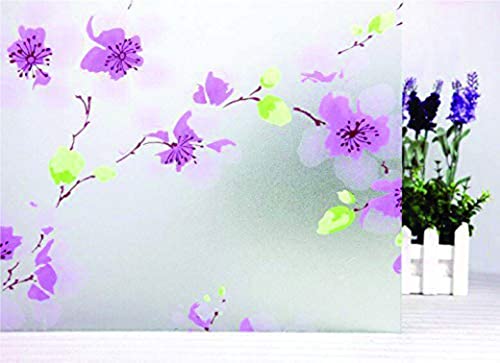 Image of ELTON Vinyl 3D Privacy Self Adhesive Decorative Bathroom Door Window Heat Control Anti UV Film - 16 x 144 inches (Colourful Leaves ).