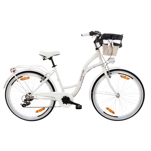 Goetze Mood 26 Zoll Jugendfahrrad, 17 Zoll Tiefeinsteiger Aluminiumrahmen, 6-Gang Kettenschaltung, doppelte V-Bremsen, LED-Beleuchtung, Rattankorb, Komfortsattel, mit Seitenständer & Klingel Goetze Mood 26 Zoll Jugendfahrrad, 17 Zoll Tiefeinsteiger Aluminiumrahmen, 6-Gang Kettenschaltung, doppelte V-Bremsen, LED-Beleuchtung, Rattankorb, Komfortsattel, mit Seitenständer & Klingel