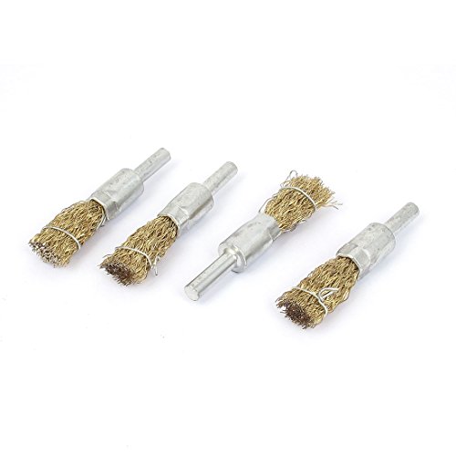 Aexit 6mm Round Wire Wheels & Brushes Shank 12mm Diameter Steel Wire Wheel Brush Hand Tool 68mm Wheel Power Brus Long 4pcs