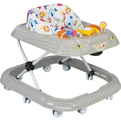 Royalde Baby Walker Lauflernhilfe Lauflernwagen Kindersitz mit Spielzeug Höhenverstellbar Gehwagen Gehfrei Grau Cover