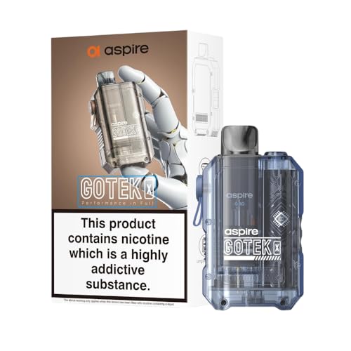 Aspire Gotek X Pod Vape Kit 2 ml Refillable Cartridge Built-in 650mAh Rechargeable Battery Adjustable Airflow with Type-C Fast Charging Haman 0mg Nicotine Free (Translucent Royal Blue)