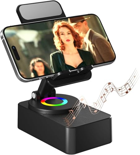Soporte para teléfono celular con altavoz Bluetooth inalámbrico, LED, base antideslizante, sonido envolvente HD, perfecto para el hogar/al aire libre con altavoz Bluetooth para escritorio compatible
